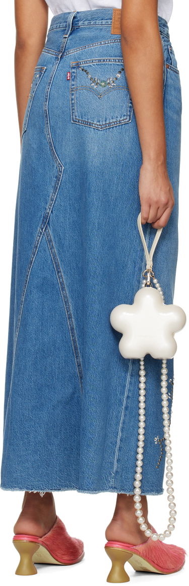 Sukňa Anna Sui Embroidered Denim Midi Skirt Modrá | 0123F10, 2