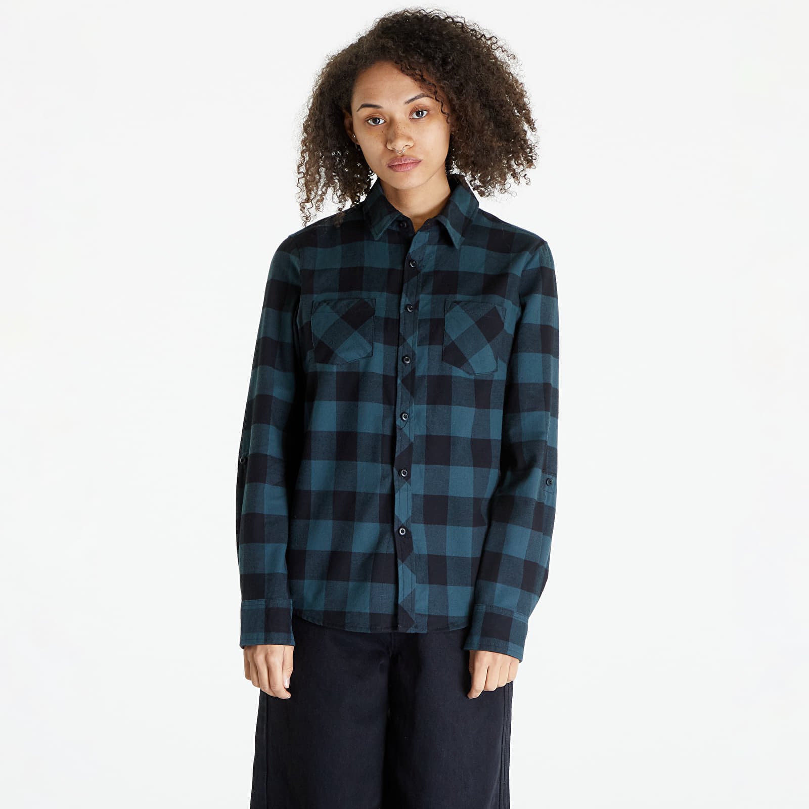 Ladies Turnup Checked Flanell Shirt Green