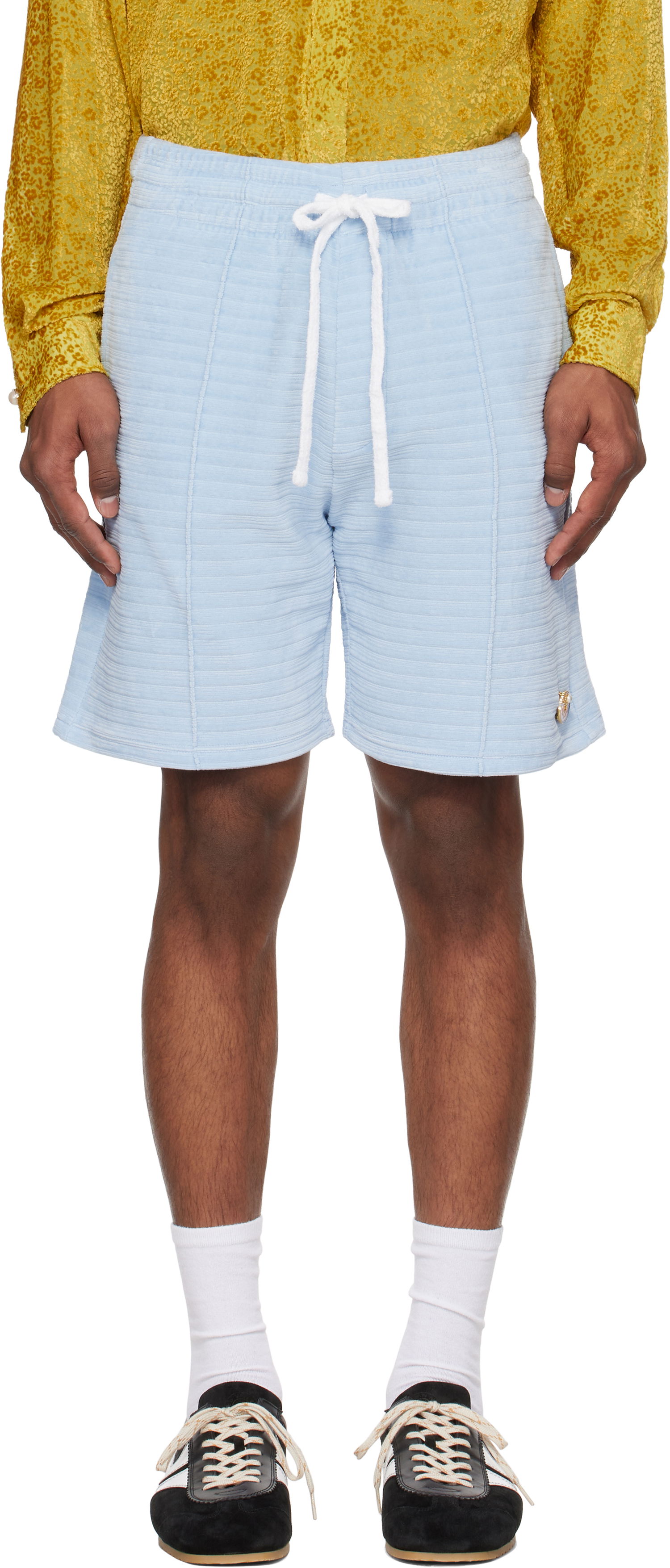 Šortky Casablanca Casablanca Velour Stripe Shorts Modrá | MS25-JTR-249-01, 0