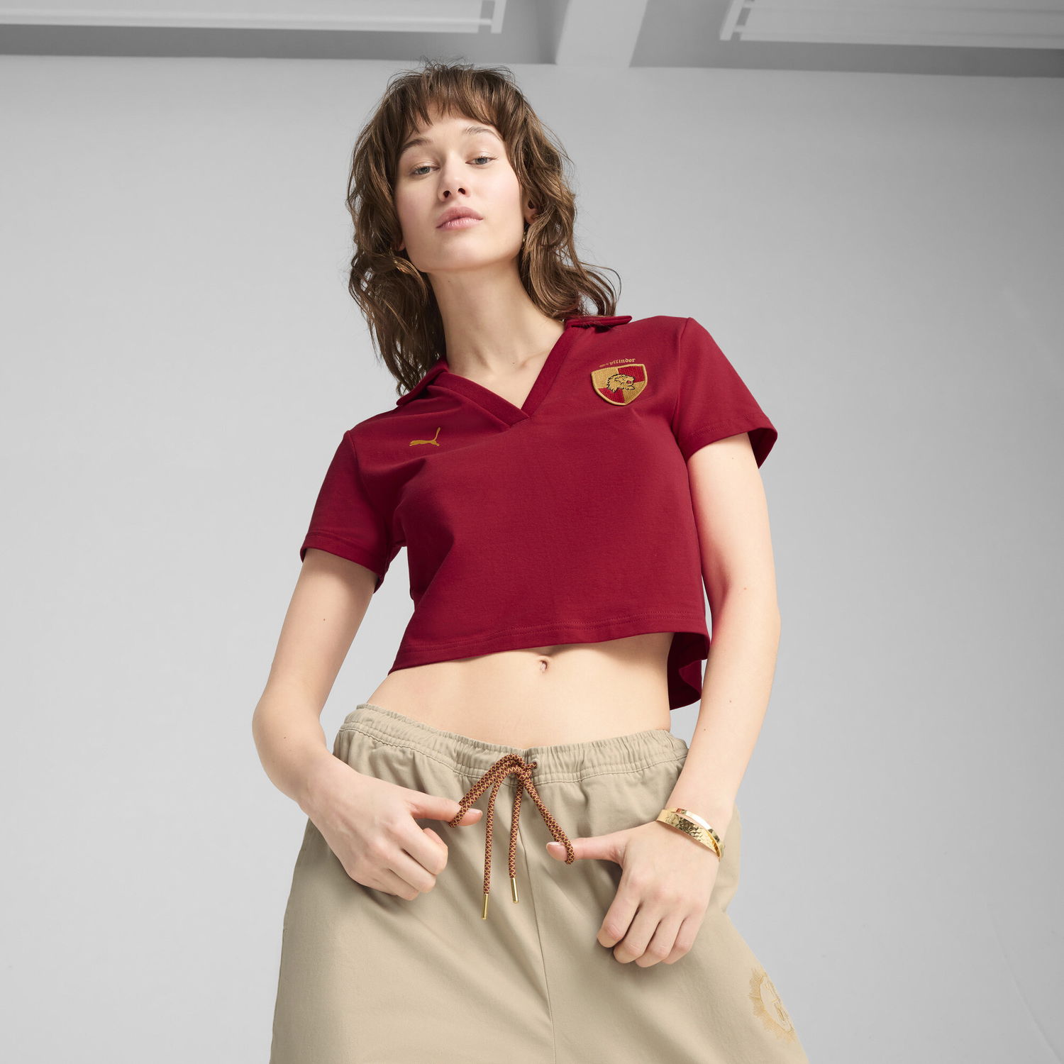Crop Top Puma PUMA x HARRY POTTER Women's Cropped Polo Shirt Červená | 630097_13, 0