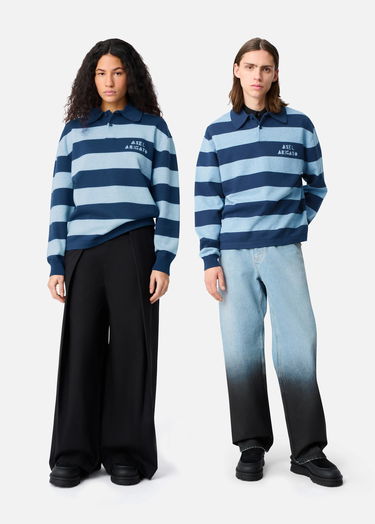 Sveter AXEL ARIGATO Frey Striped Long-Sleeve Polo Sweater Modrá | A3315001, 11