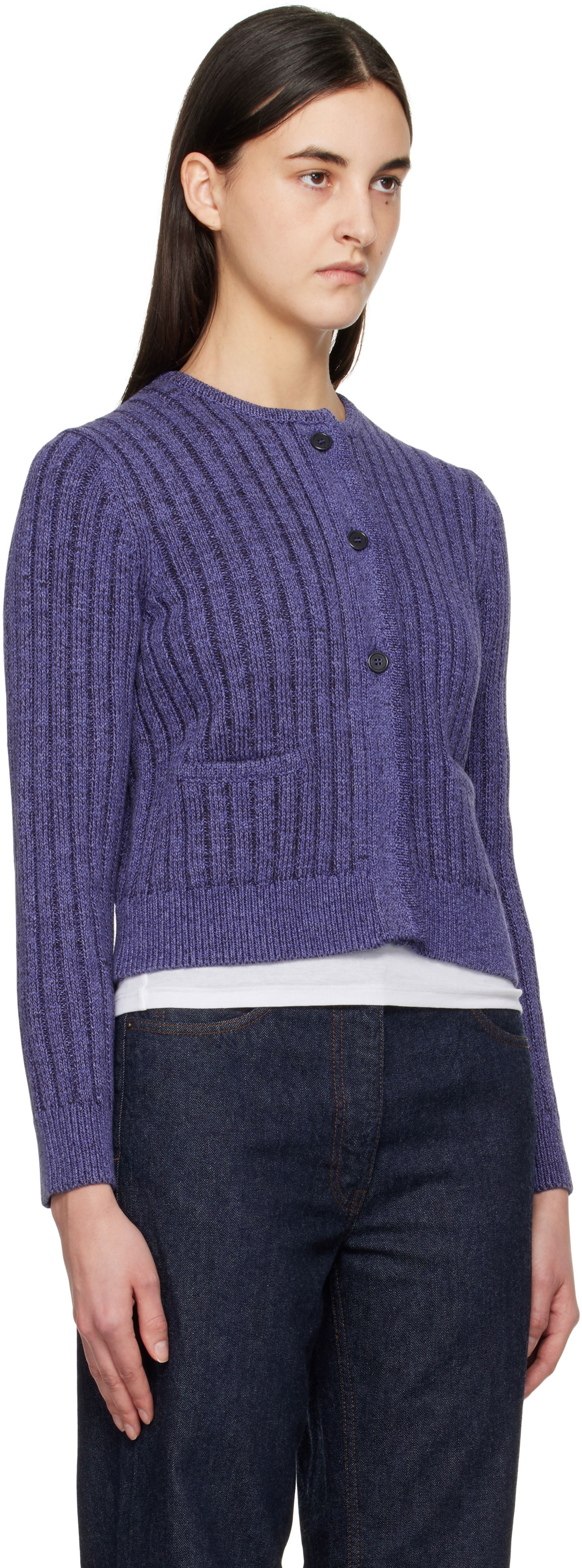 Sveter JW Anderson JW Anderson Cropped Buttoned Cardigan Fialová | KW1356-YN0410, 1
