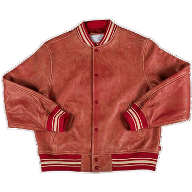 Bunda Supreme Painted Leather Varsity Jacket Červená | SS19J33 RED, 0