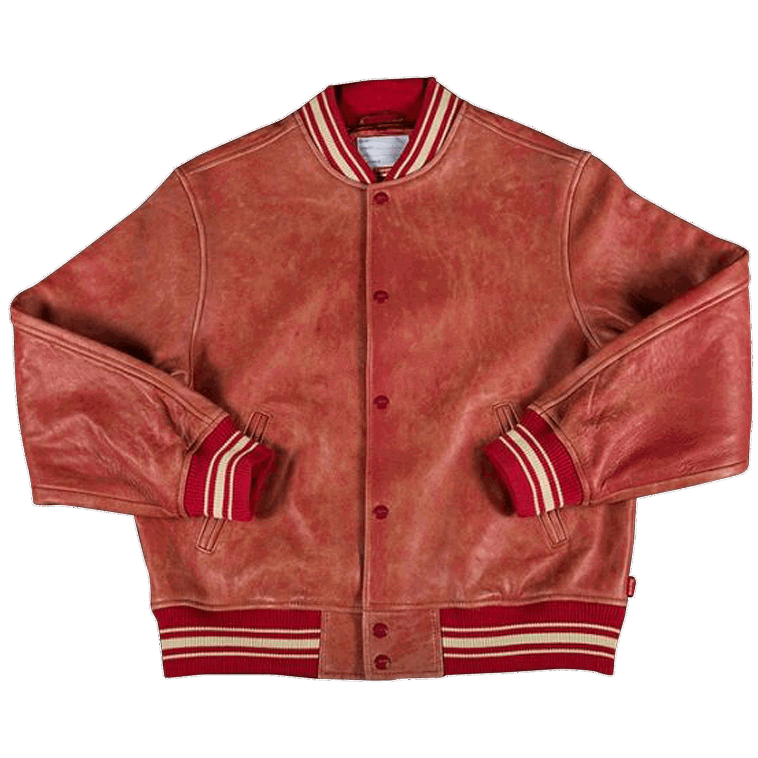 Bunda Supreme Painted Leather Varsity Jacket Červená | SS19J33 RED, 0