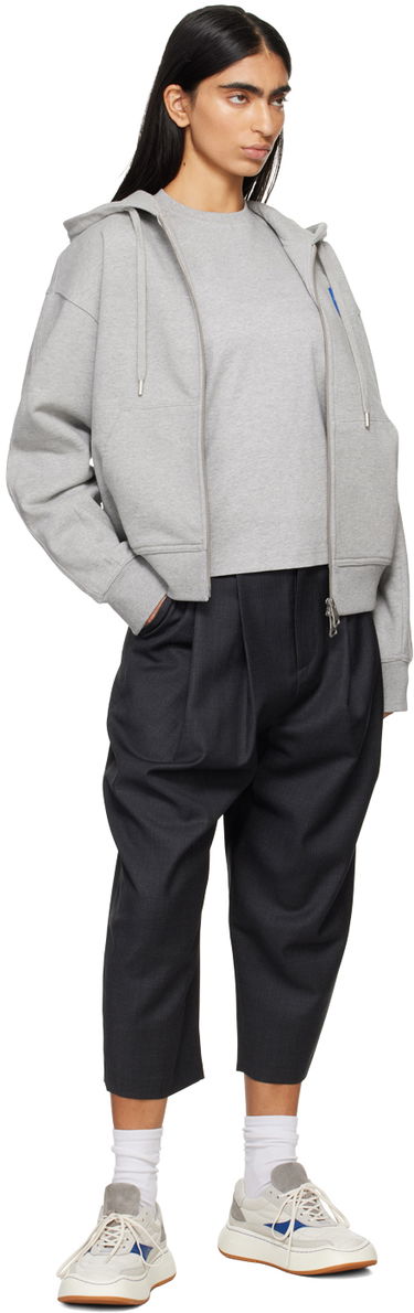 Mikina ADER ERROR Logo-Appliquéd Cotton-Jersey Zip-Up Hoodie Šedá | BM42FYHD0401GR, 3