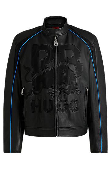 Bomber bunda BOSS HUGO x Red Bull Slim-Fit Leather Jacket Čierna | 50542740, 0