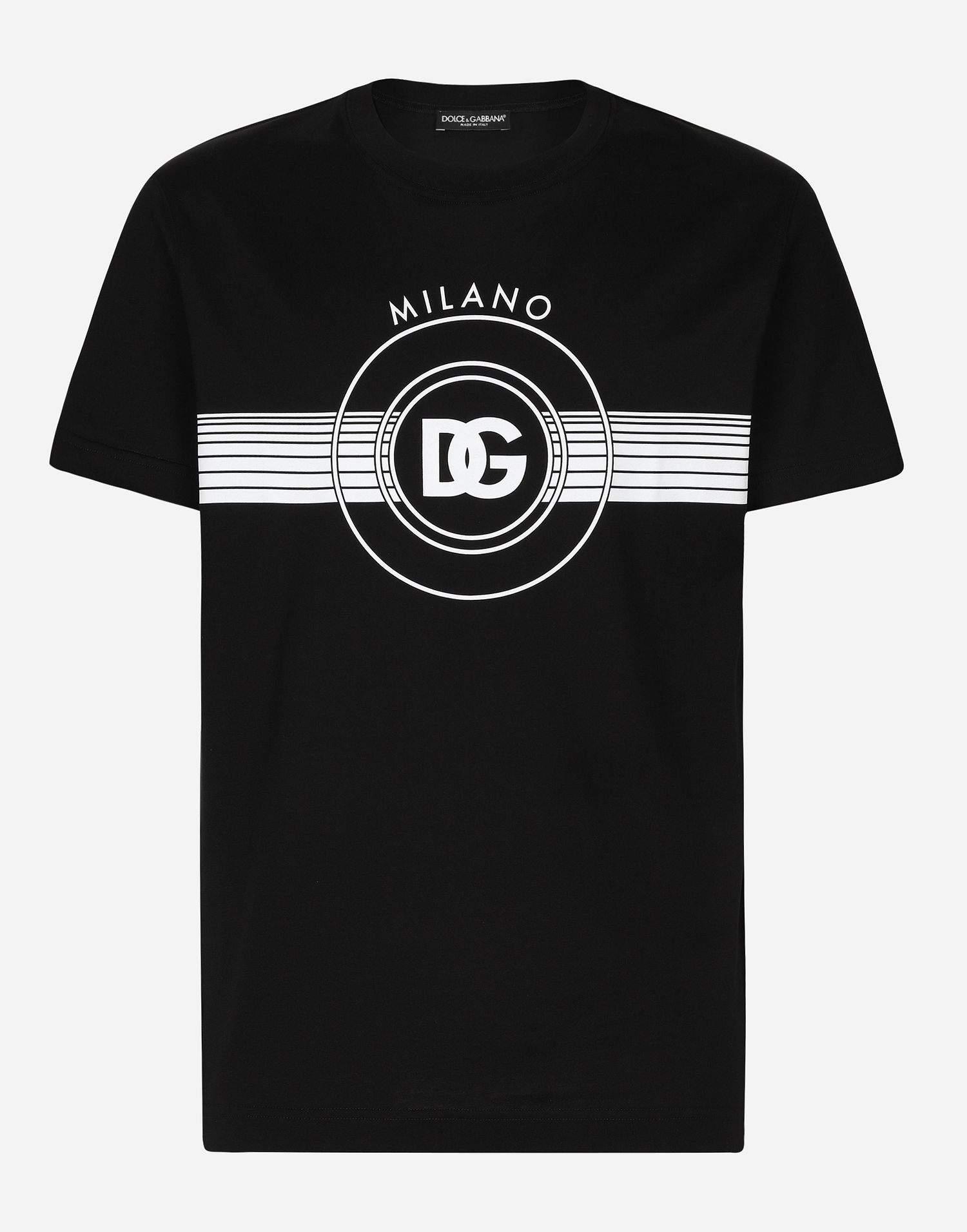 Tričko Dolce & Gabbana Short-sleeved Cotton T-shirt With Dg Print Čierna | G8RN8TG7M8WN0000, 0