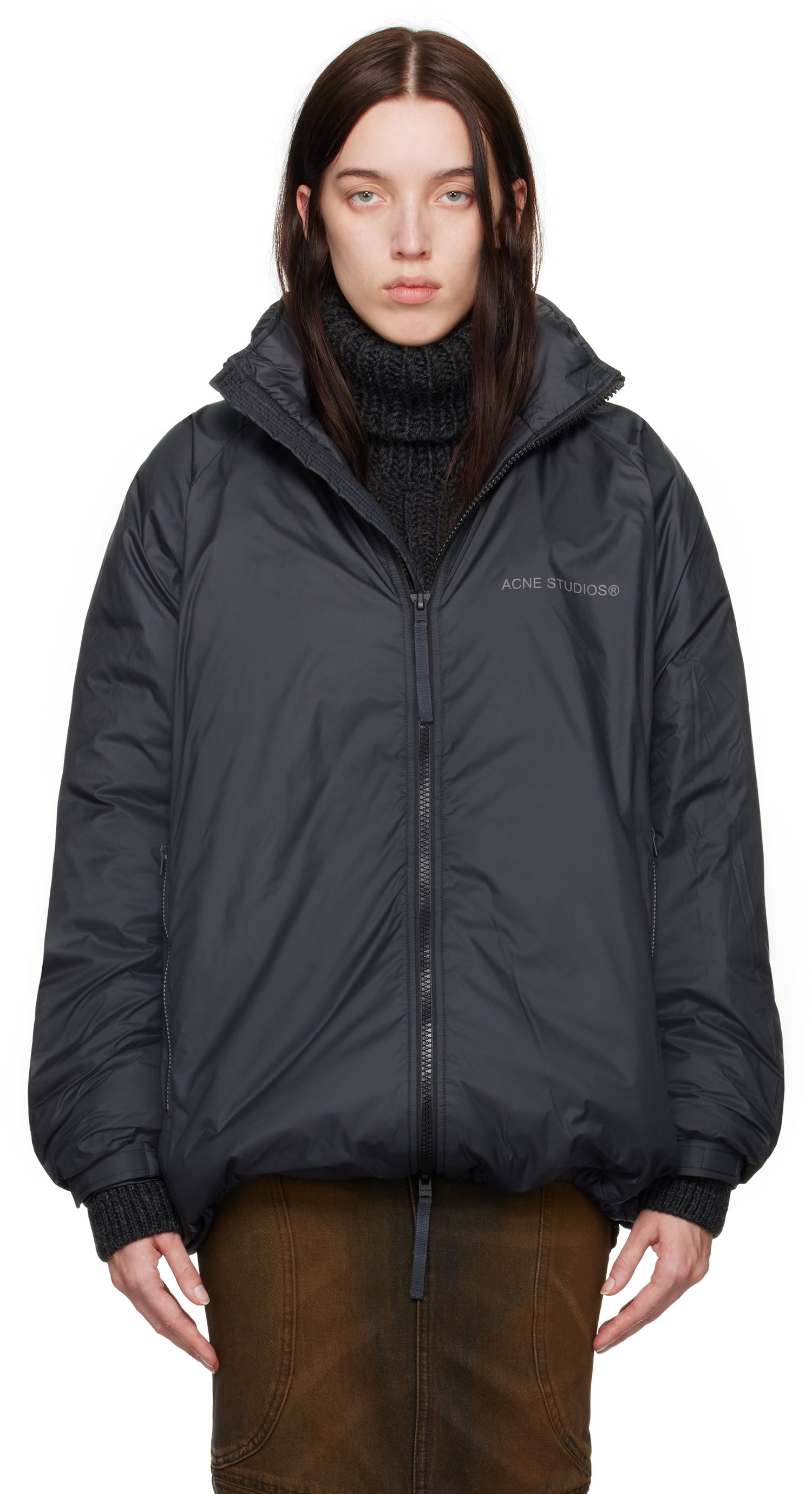 Prešívaná bunda Acne Studios Reflective Logo Down Jacket Čierna | B90788-, 0