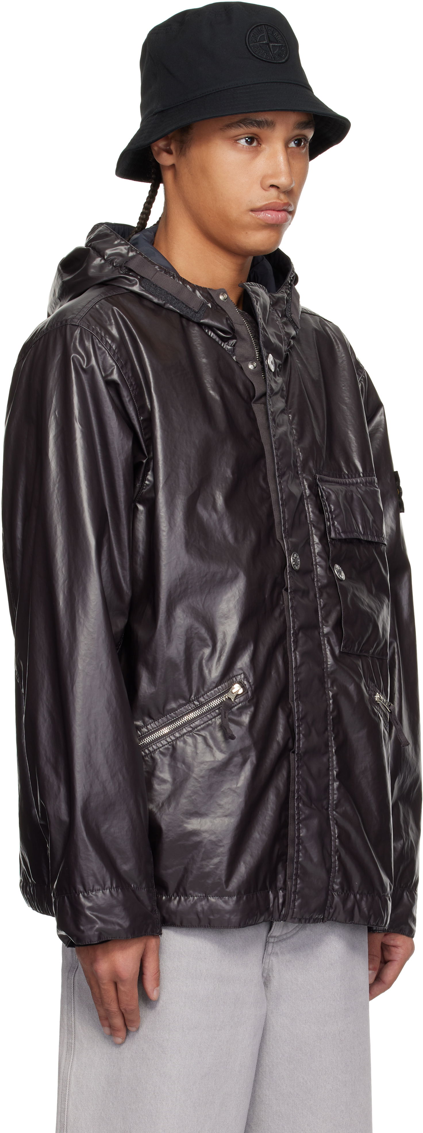 Vetrovka Stone Island Stone Island Mussola Gommata-TC Hooded Jacket Šedá | K1S15 4100062 S0022, 1