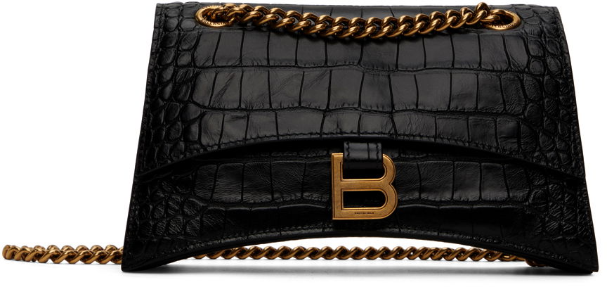 Taška cez rameno Balenciaga Croc Embossed Small Crush Shoulder Bag Čierna | 716351 210IX, 0