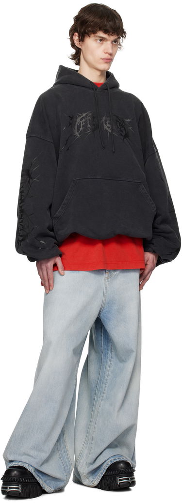 Mikina VETEMENTS Vetements Death Metal Cropped Boxy Hoodie Čierna | UA66HD620BB, 3