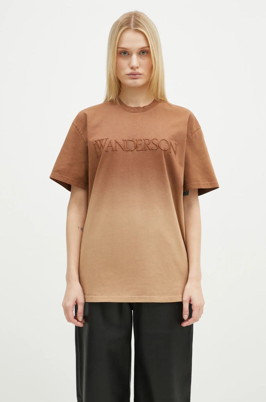 Tričko JW Anderson JW Anderson Logo Embroidery Gradient T-Shirt Hnedá | JT0244.PG1551.619, 0