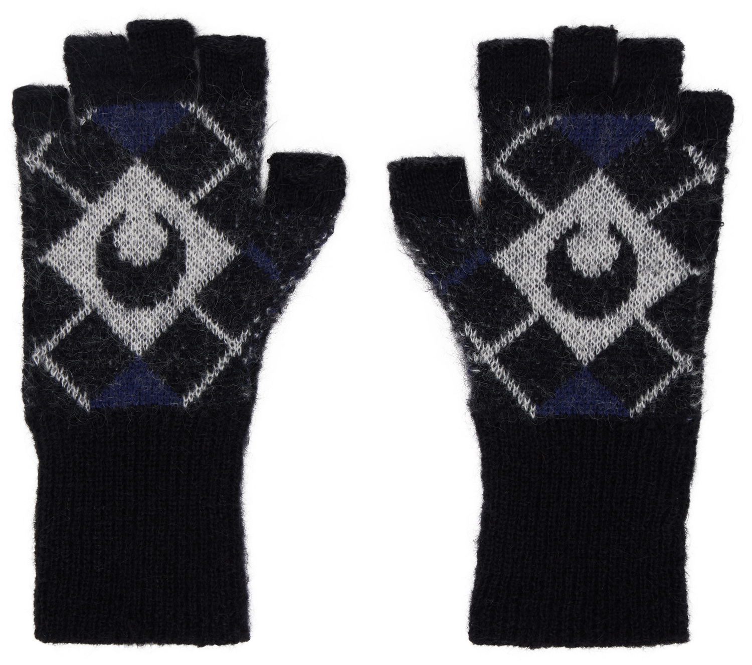 Rukavice Marine Serre Argyle Knit Fingerless Gloves Čierna | USA022A, 0