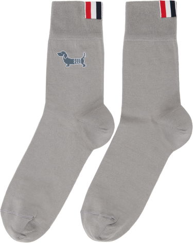 Ponožky Thom Browne Cotton Crew Socks With Dog Embroidery Šedá | FAS220A-Y3012, 1