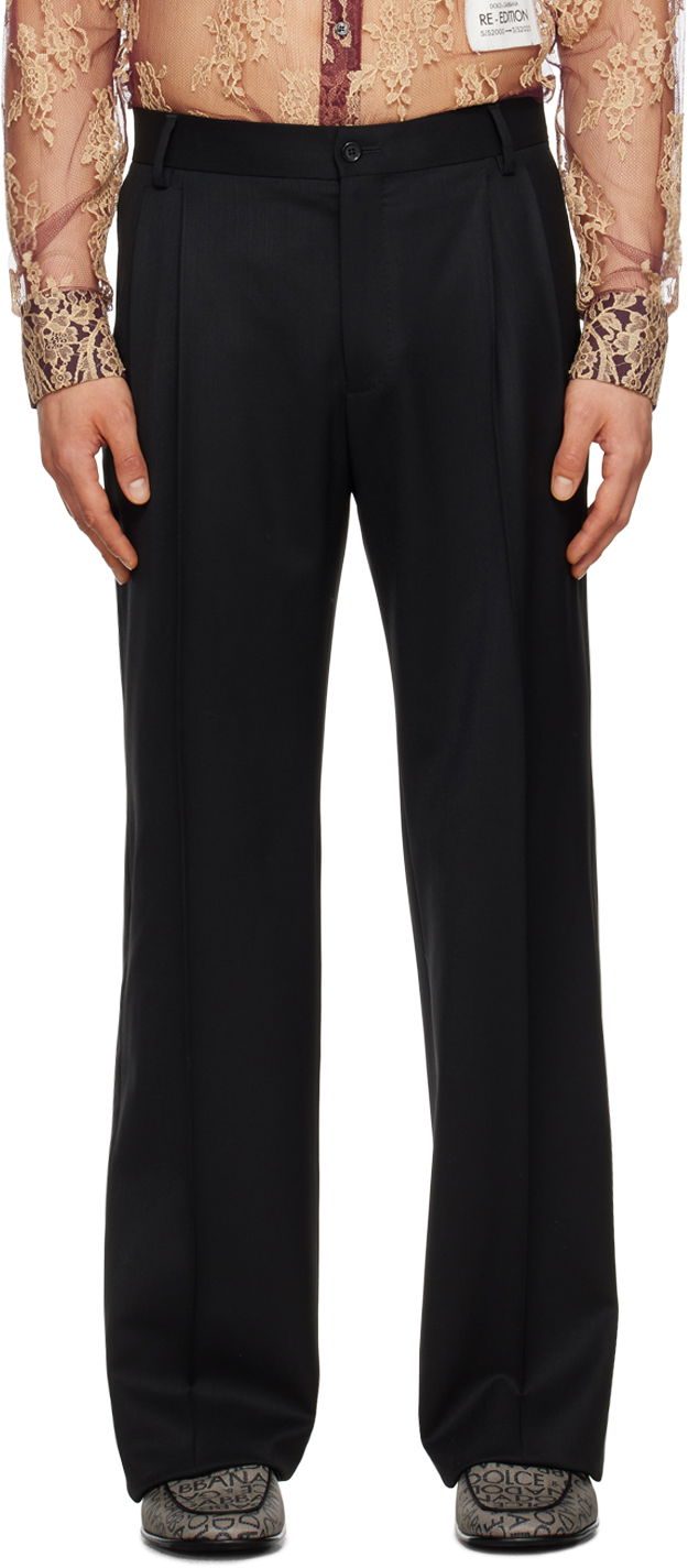 Nohavice Dolce & Gabbana Black Straight-Leg Trousers Čierna | GYZLHTFUBE7, 0