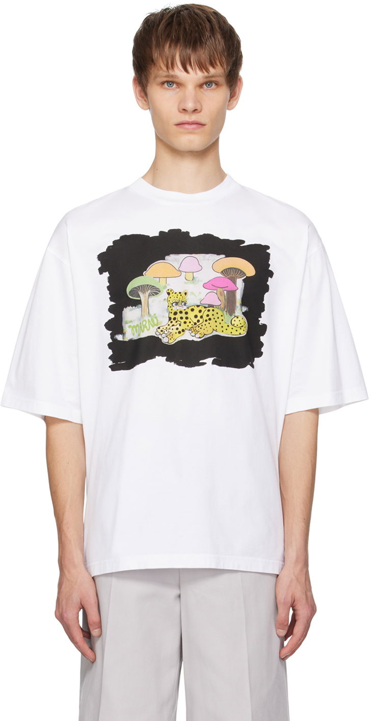 Tričko Marni White Wild Cat & Tall Rainbow Fungus T-Shirt Biela | HUMU0223SPUSCW83