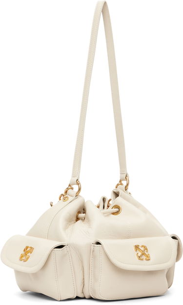 Kabelka Off-White Dumbo.B Leather Drawstring Chain-Link Bucket Bag Béžová | OWMY002F25LEA0010400, 2