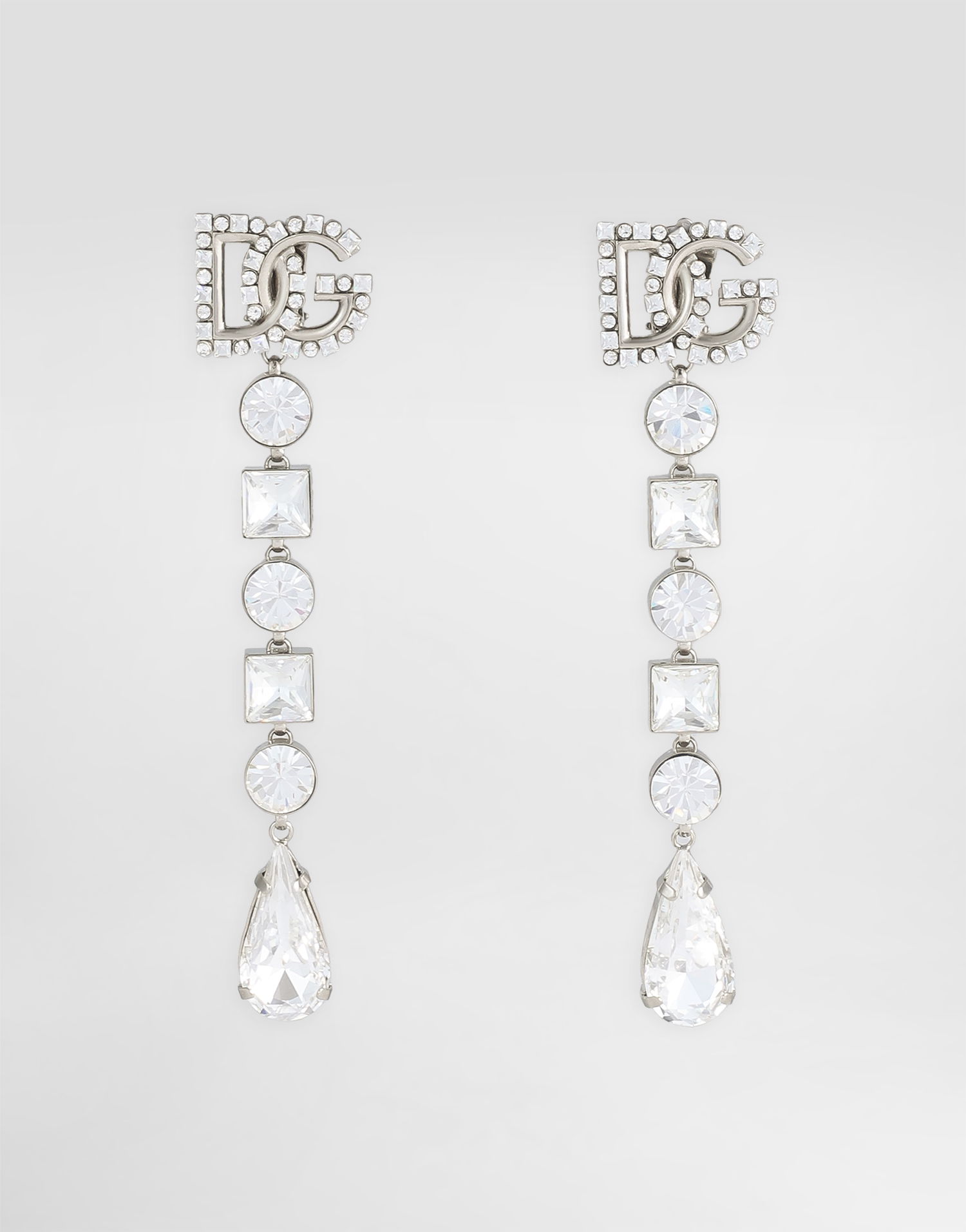 Náušnice Dolce & Gabbana Dolce & Gabbana Rhinestone DG Logo Drop Earrings Metalická | WER2L2W111187655, 0