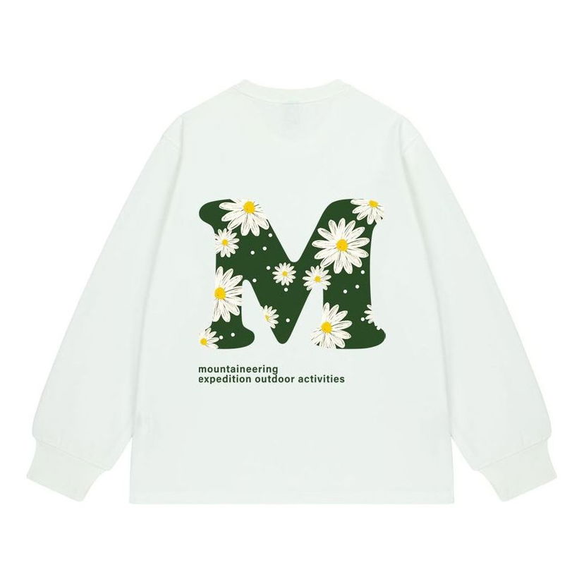 Tričko Mizuno Mizuno Casual Long Sleeve T-Shirt with Floral 'M' Print Biela | A2CA2A79