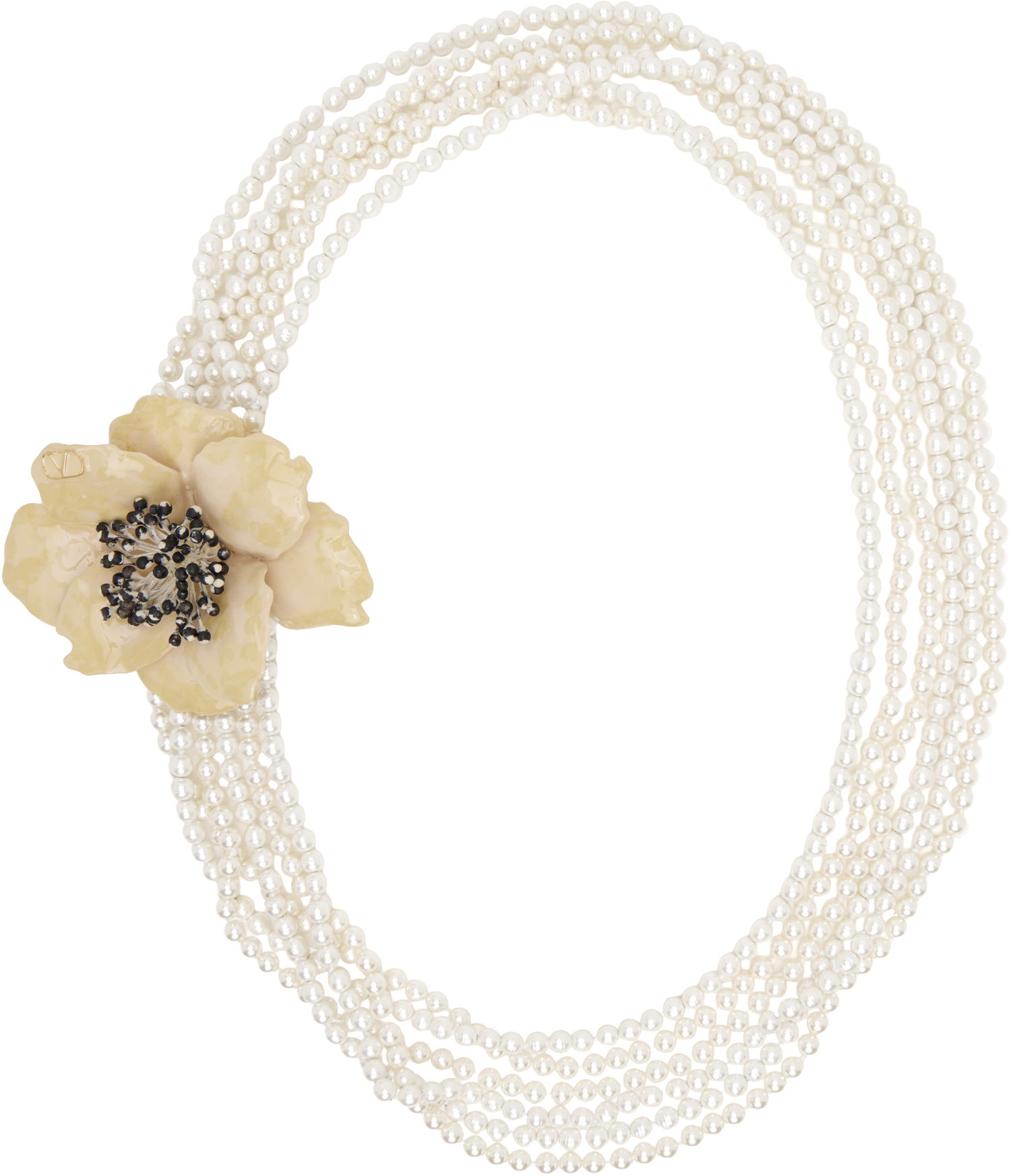 Náhrdelník Valentino Valentino Garavani Fleur Lumineuse Pearl Necklace with Flower Brooch Biela | 6W2J0Y47KFH, 0