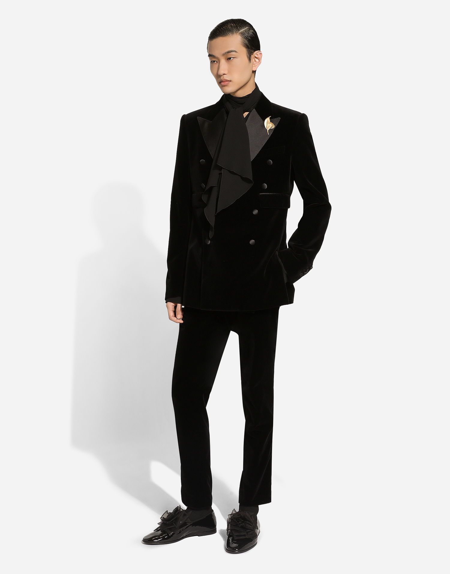 Nohavice Dolce & Gabbana Velvet Tuxedo Pants Čierna | GP0F3TFUVG7N0000, 1