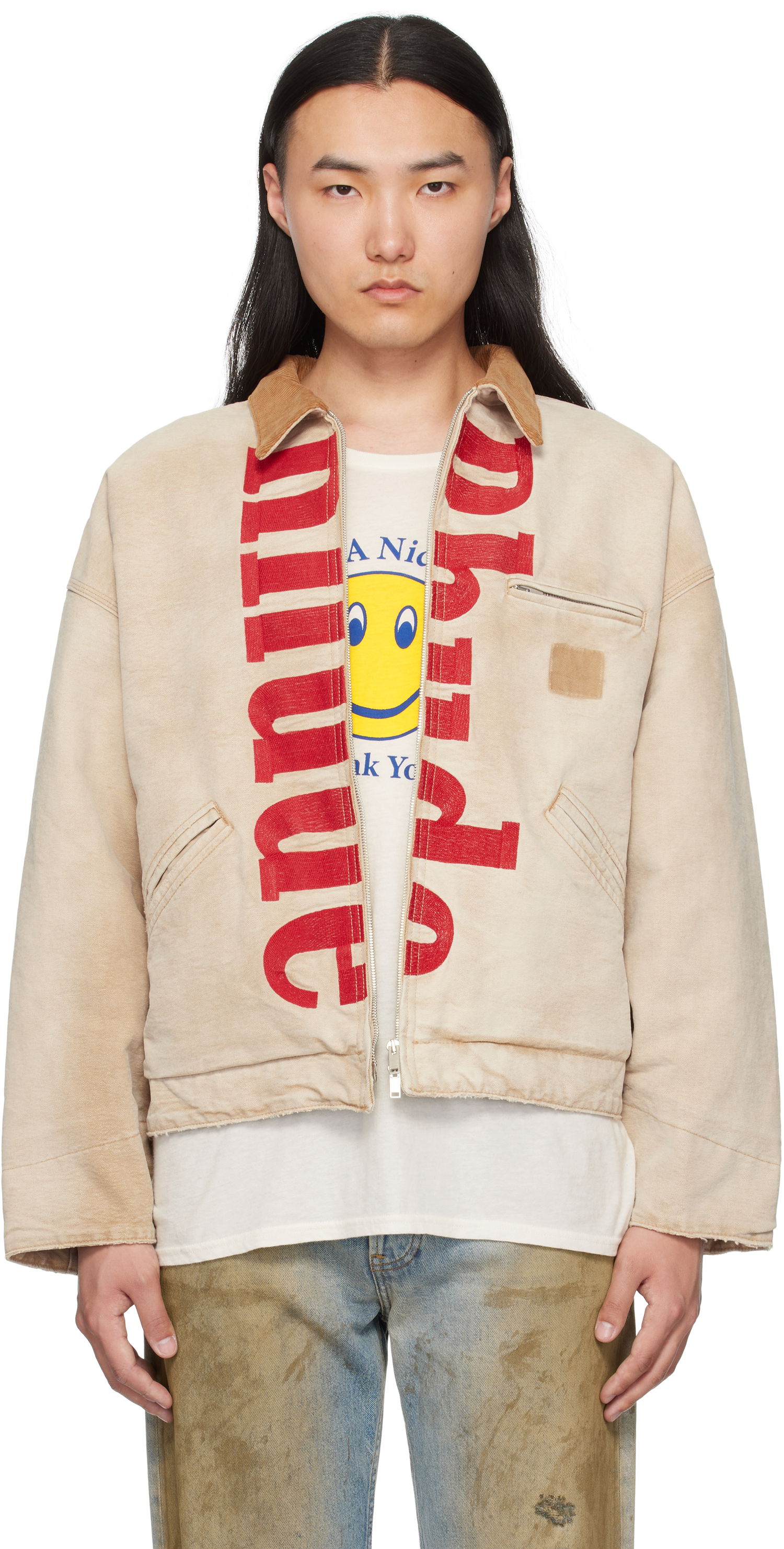 Bunda Rhude Rhude Logo Workwear Jacket Béžová | RHSS25JA01456, 0