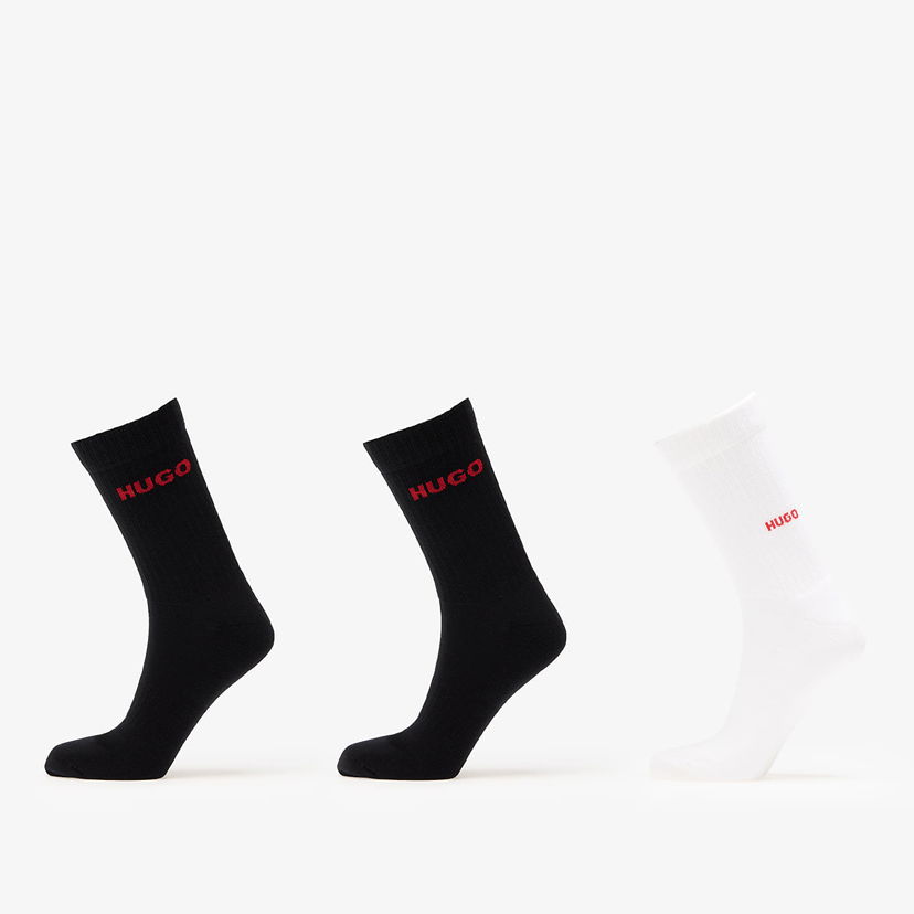 Ponožky BOSS HUGO Three-Pack Ribbed Socks with Logo Embroidery Biela | 50546351-960