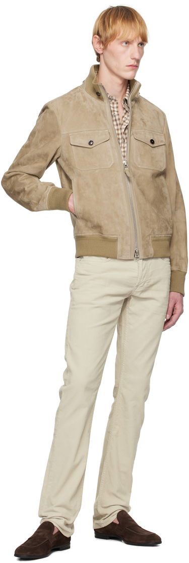 Bomber bunda Tom Ford TOM FORD Chest Pocket Suede Bomber Jacket Béžová | LBS060-LMS020S25, 3