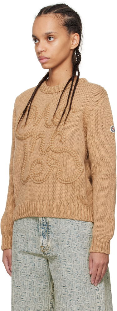 Sveter Moncler Moncler Embroidered Logo Cotton Sweater Hnedá | K10939C00004M5206, 3