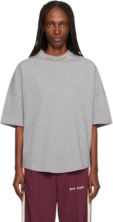 Tričko Palm Angels Curved Logo Collar Oversized T-shirt Šedá | PWAA07DF25JER0010858, 0