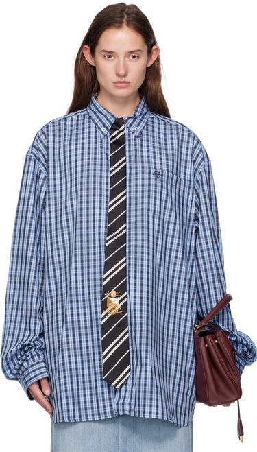 Košeľa VETEMENTS Vetements Tie Gingham Shirt Modrá | UH76SH280CN, 0