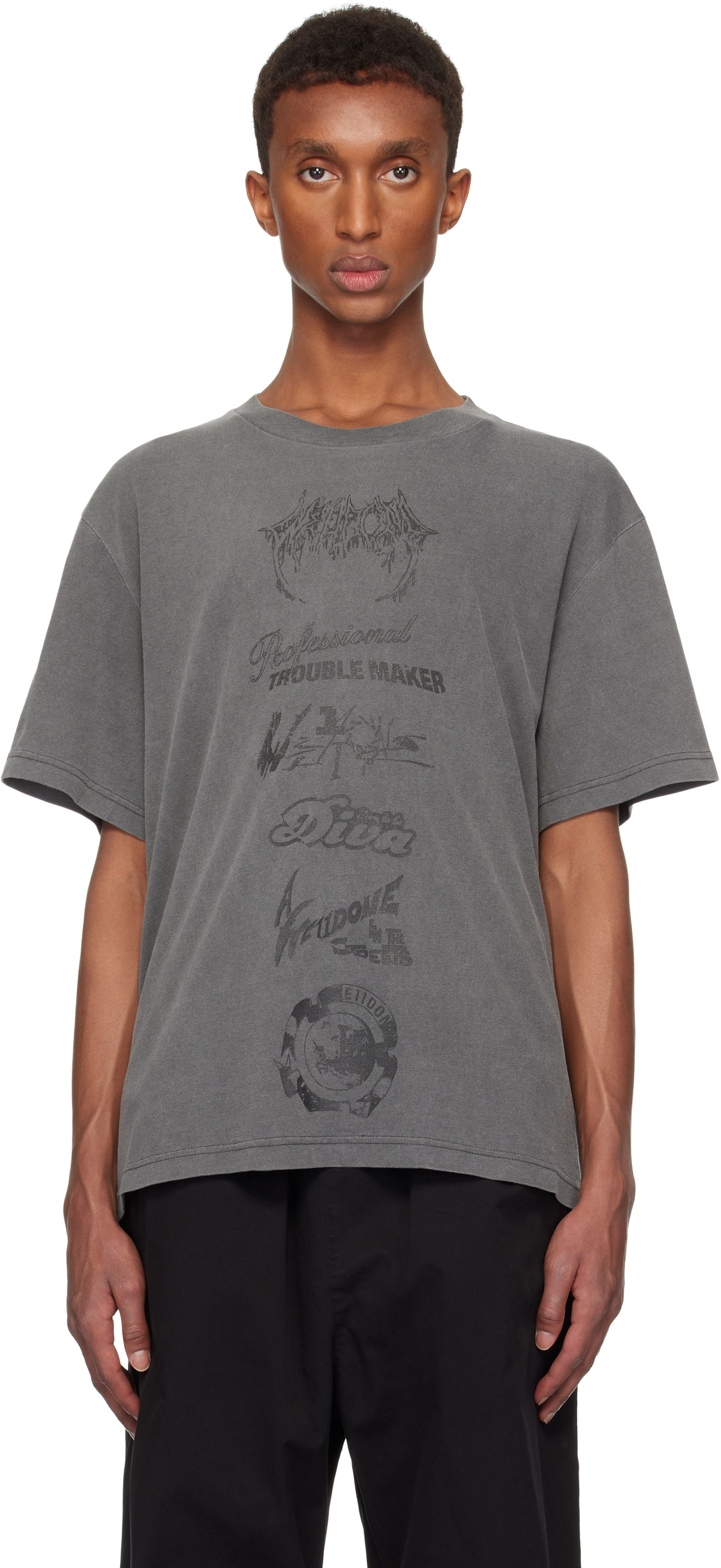 Tričko We11done We11done Multi Logo Graphic T-Shirt Šedá | WD-TT3-24-777-U-CH, 0