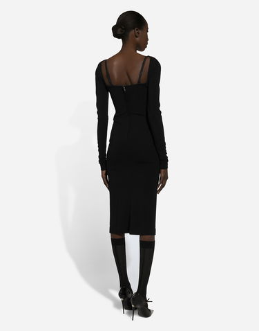 Šaty Dolce & Gabbana Jersey Milano Rib Calf-length Dress Čierna | F6JBHTFUGN7N0000, 2