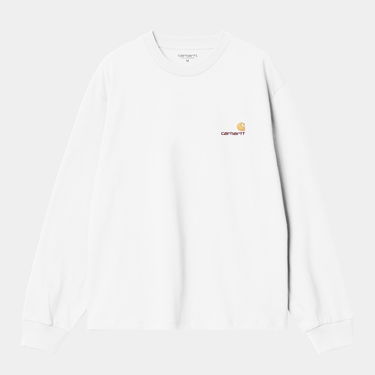 Tričko Carhartt WIP Long Sleeve American Script T-Shirt Biela | I035466_5, 3