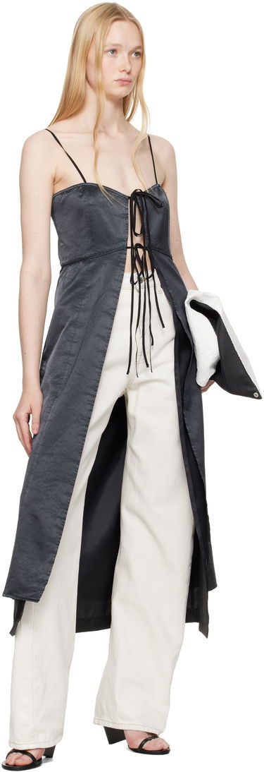 Šaty Maison Margiela MM6 Maison Margiela Washed Viscose Satin Tie-Front Dress Top Čierna | S62DD0041 M35452, 3