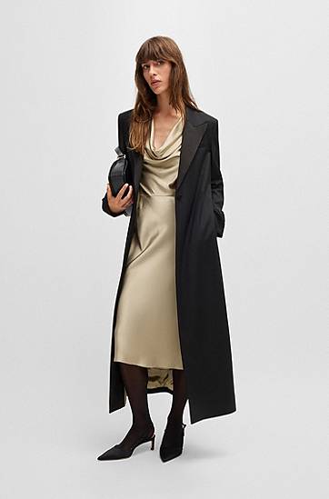 Šaty BOSS Satin Cowl Neck Midi Dress Béžová | 50528773, 1
