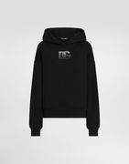 Dolce & Gabbana Jersey Hoodie with Rhinestone DG Logo