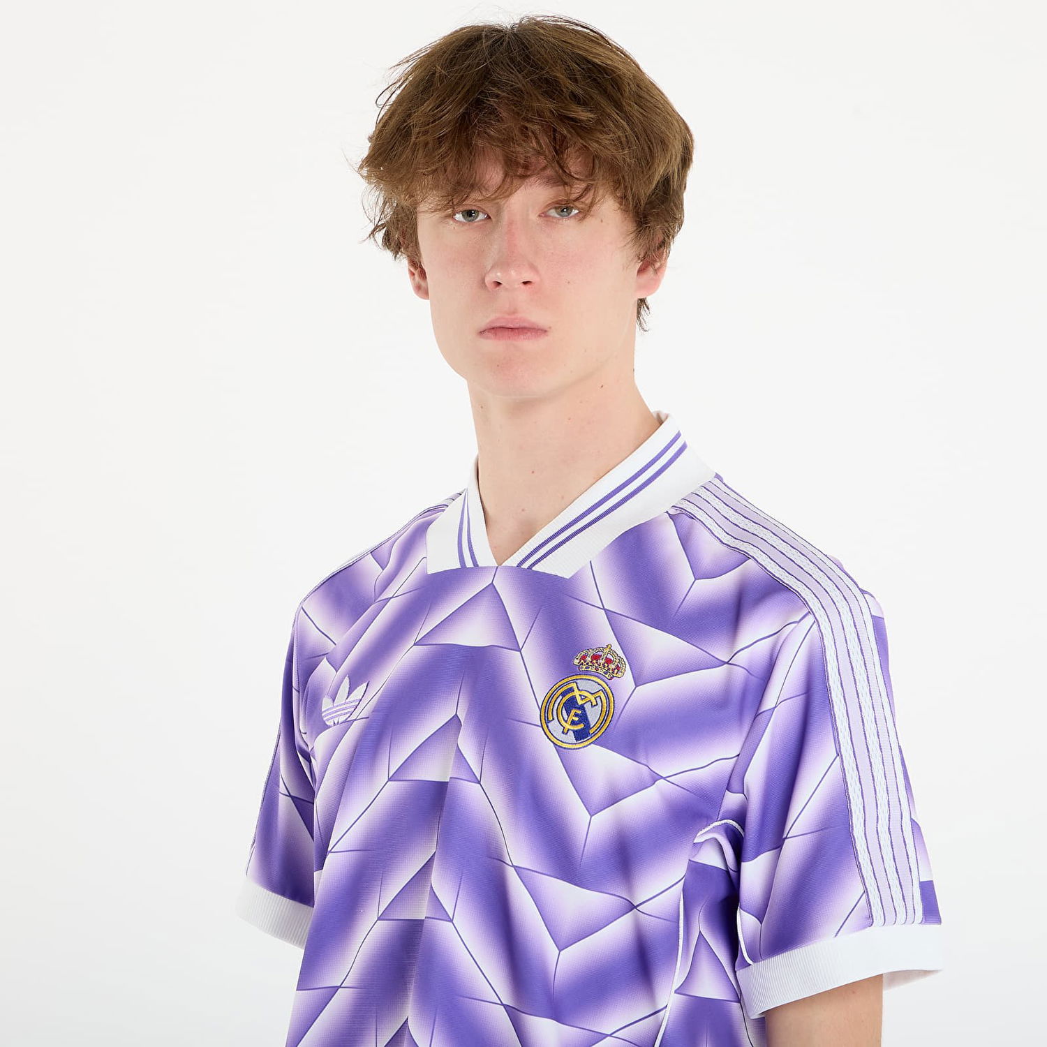 Dres adidas Originals Real Madrid Purple and White Geometric Pattern Football Jersey Fialová | JN3055, 1