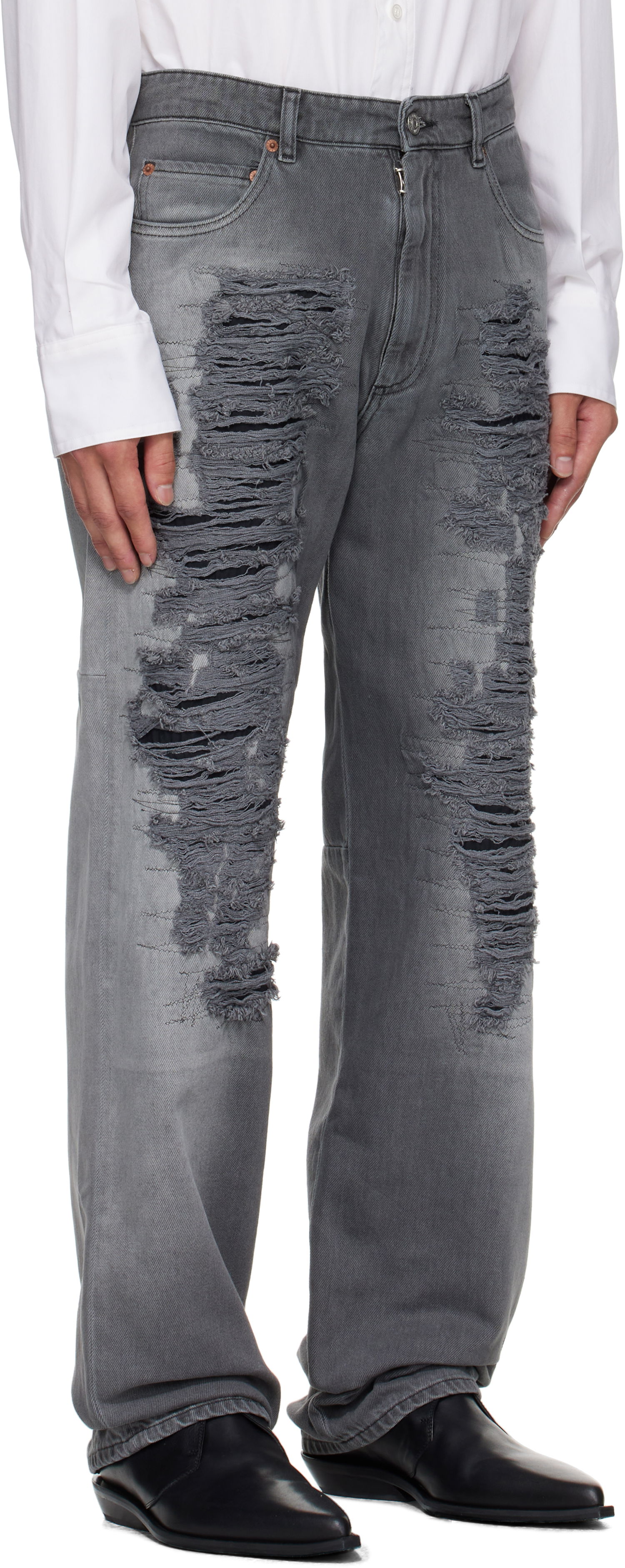 Džínsy Maison Margiela MM6 Maison Margiela 5-Pocket Distressed Jeans Šedá | SH0LA0030 M30011, 1