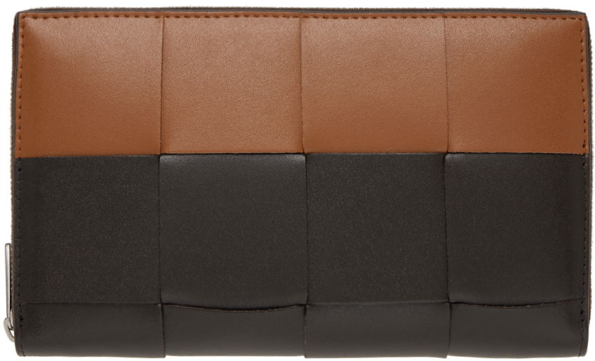 Brown & Tan Cassette Zip Around Wallet