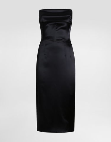 Šaty Dolce & Gabbana Dolce & Gabbana Satin Corset Sheath Calf-Length Dress Čierna | F6JNYTFURADN0000, 0