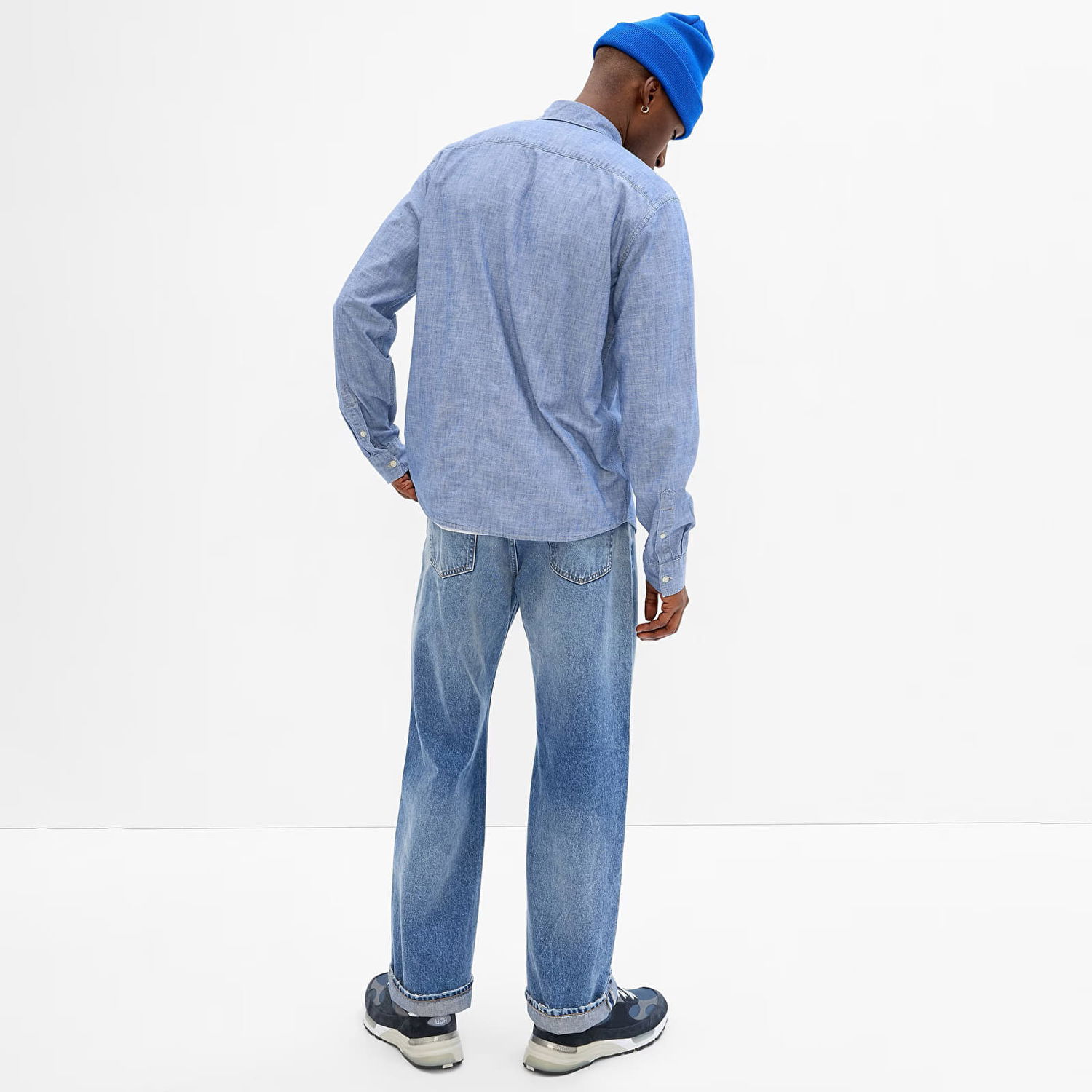 Košeľa GAP Chambray Shirt Dark Wash Modrá | 543056-01, 1