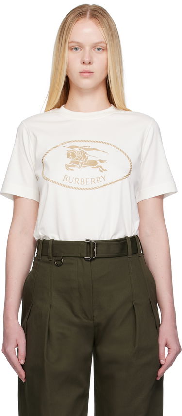 Tričko Burberry Burberry Knight Stamp Cotton T-Shirt Biela | 8109817, 0