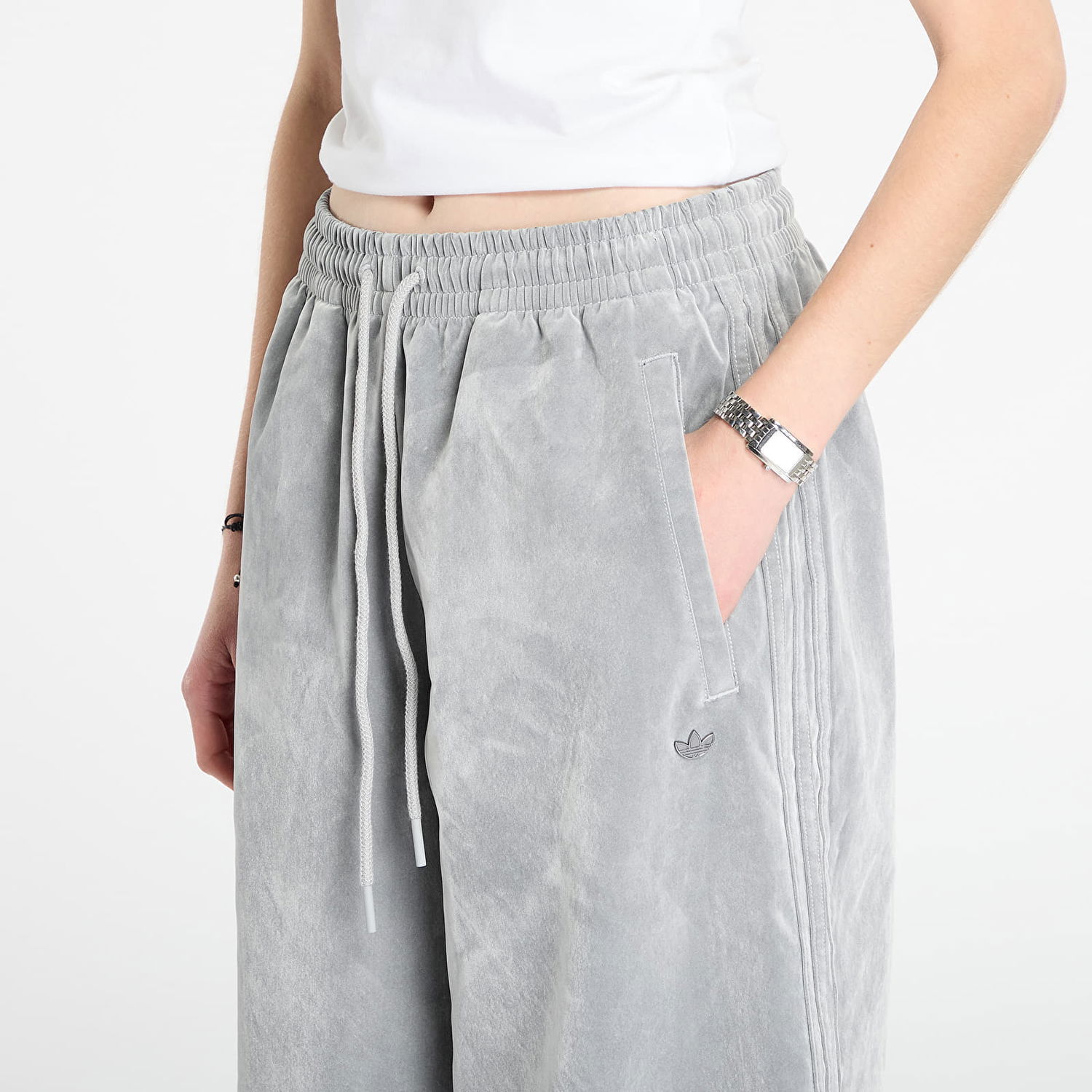 Tepláky adidas Originals Brushed Twill Oversized Firebird Track Pants Šedá | JW7331, 1