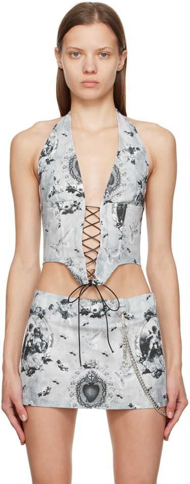 Sukňa Miaou Miaou Mara Lace-Up Corset Top Šedá | 7048SCPAR, 0