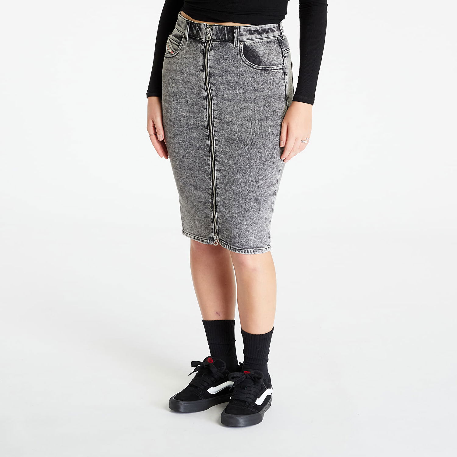 Sukňa Diesel De-Pencil-Z Skirt Black/ Blue Šedá | A09736_09G57 Black/ Blue, 0