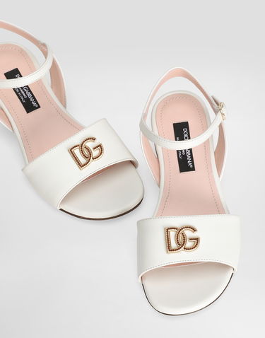 Doplnky Dolce & Gabbana Dolce & Gabbana Calfskin DG Logo Sandals Biela | D10935A12238S936, 3
