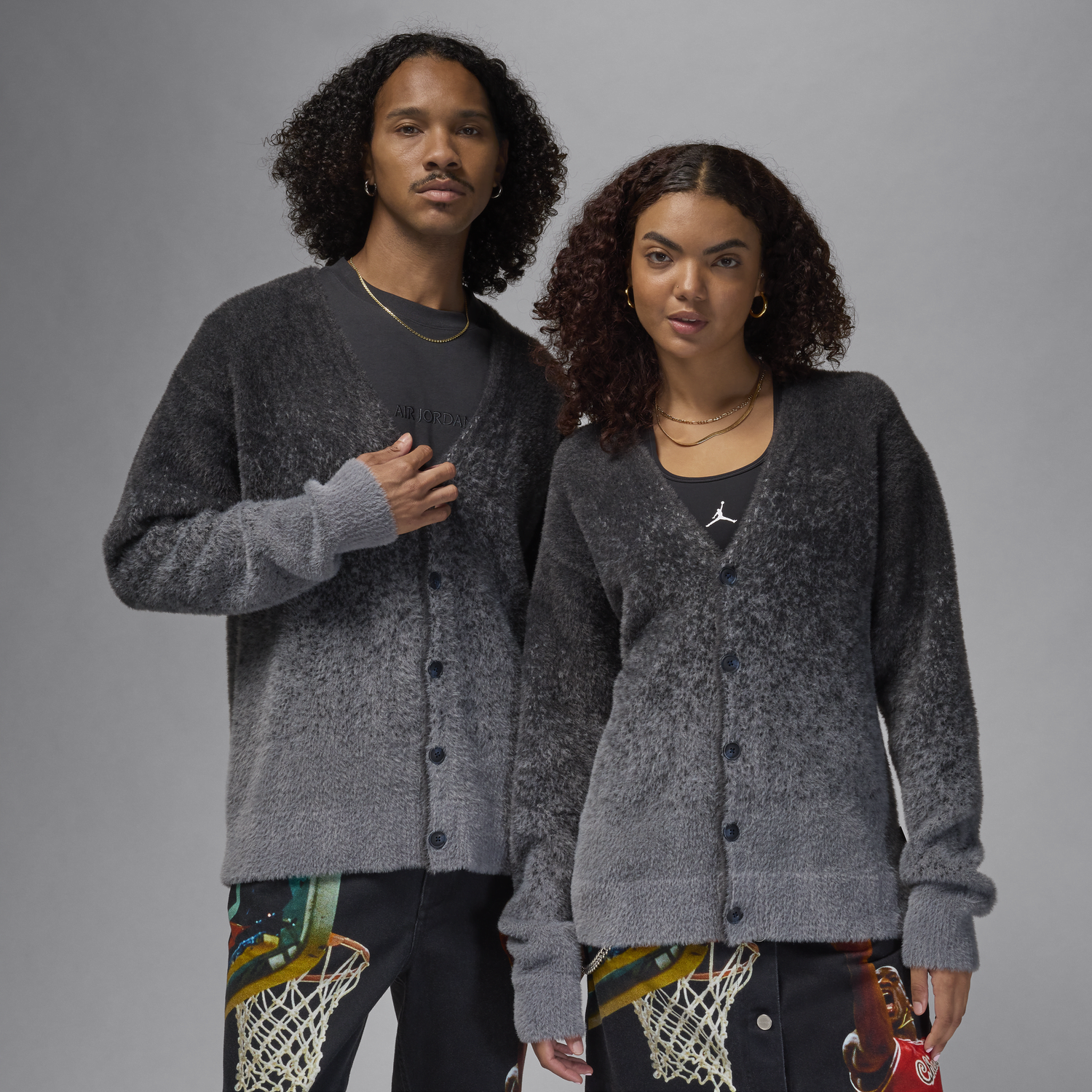 Sveter Jordan Fuzzy Cardigan Šedá | FV7426-070, 1