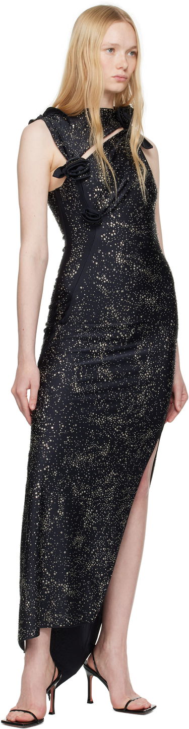 Šaty Coperni Coperni Crystal-Embellished Asymmetric Flower Maxi Dress Čierna | COPR44CRF5001, 3