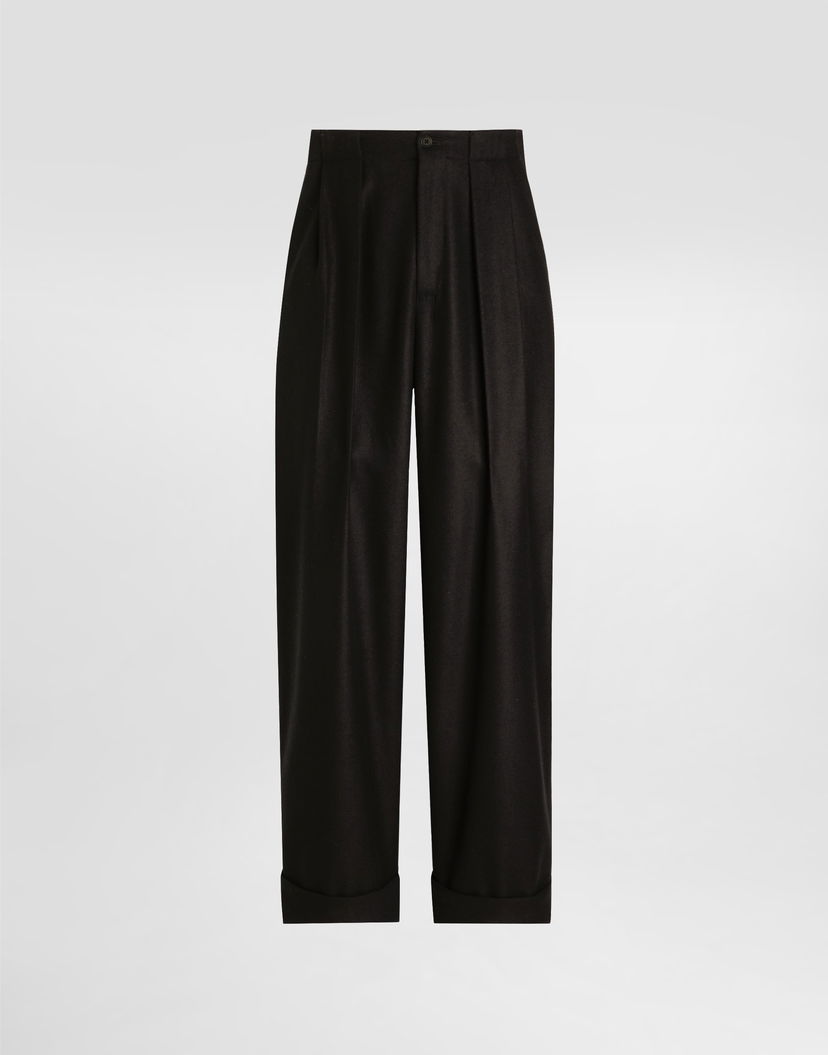 Nohavice Dolce & Gabbana Dolce & Gabbana Wool Pleated Cuffed Trousers 52 Čierna | GP16HTHU2A8N0000